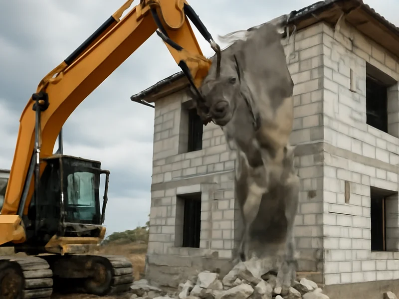 Снос газобетонного дома в Гатчине